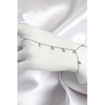 BFS Pirinç Zirkon Taşlı Sallantılı Model Gümüş Renk Kadın Şahmeran