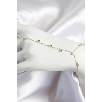 BFS Pirinç Zirkon Taşlı Sallantılı Model Gold Renk Kadın Şahmeran