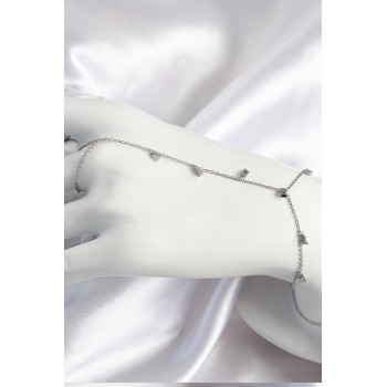 BFS Pirinç Zirkon Taşlı Sallantılı Model Gümüş Renk Kadın Şahmeran