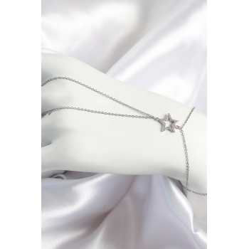 BFS Pirinç Zirkon Taşlı Yıldız Model Gümüş Renk Kadın Şahmeran