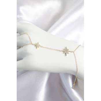 BFS Pirinç Zirkon Taşlı Kutup Yıldızı Model Gold Renk Kadın Şahmeran