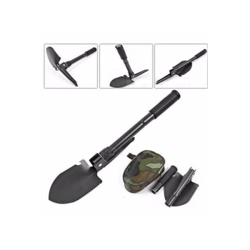 Pusulalı Katlanabilen Portatif Çantalı Mini Kazma Kürek Seti