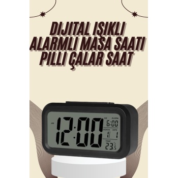 Dijital Masa Saati Termometreli Takvim Çalar Saat Led Ekran Pilli