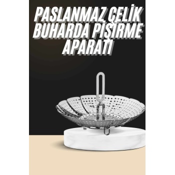 Buharda Pişirme Haşlama Aparatı Açılır Kapanır Paslanmaz Çelik Sebze Haşlama