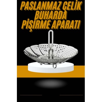 Sebze Haşlama Sepeti Paslanmaz Çelik Katlanabilir Buharda Pişirme