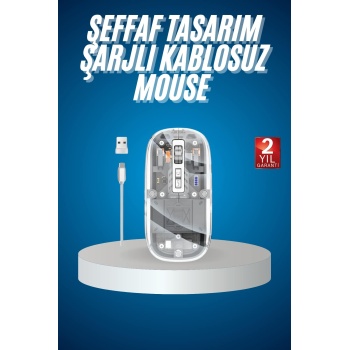 Sessiz Tıklama Çift Modlu Bluetooth Ve Alıcı Şeffaf Mouse Fare