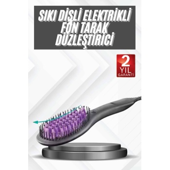 Elektrikli Fırça Taşınabilir Saç Düzleştirici Tarak Sıkı Dişli