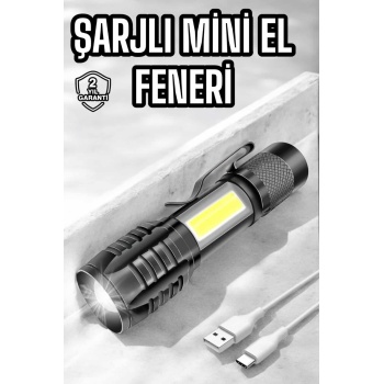 El Feneri Led USB Şarjlı Zoom Mini Led Işık Acil Durum Feneri