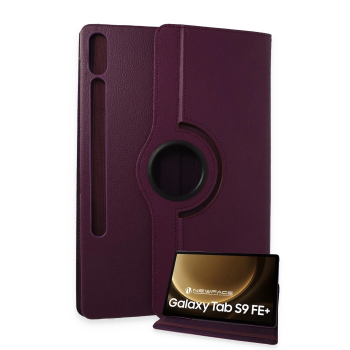 BFS Samsung Galaxy X610 Tab S9 FE Plus 12.4 Kılıf 360 Tablet Deri Kılıf - Mürdüm