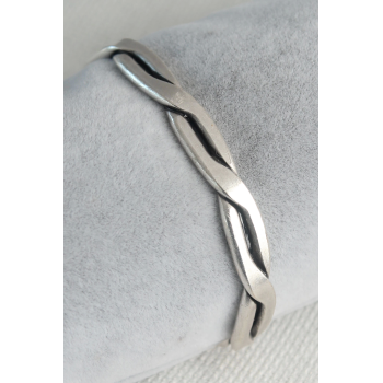 BFS Otantik Gümüş Renk Motif İşleme Plaka Erkek Bileklik