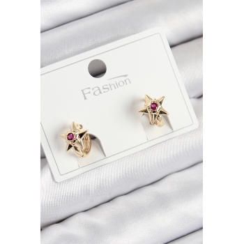 BFS Pirinç Zirkon Taşlı Yıldız Model Gold Renk Çocuk Küpe