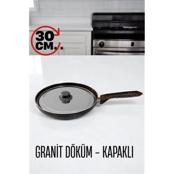 BFS Granit Döküm Tava Paslanmaz Çelik Kapaklı -Yapışmaz Taban 30 Cm
