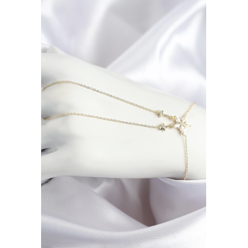 BFS Pirinç Zirkon Taşlı Yıldız Model Gold Renk Şahmeran