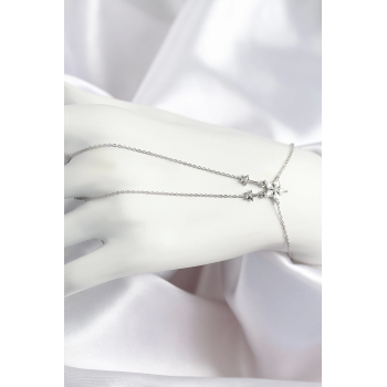 BFS Pirinç Zirkon Taşlı Yıldız Model Gümüş Renk Şahmeran