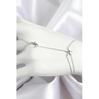 BFS Pirinç Zirkon Taşlı Deniz Atı Ve Yıldız Model Gümüş Renk Şahmeran