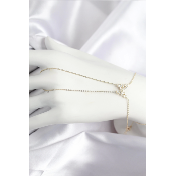 BFS Pirinç Zirkon Taşlı Kelebek Model Gold Renk Şahmeran