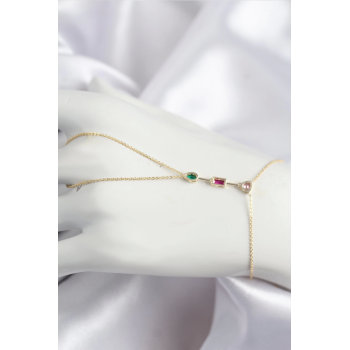 BFS Pirinç Renkli Zirkon Taşlı Model Gold Renk Şahmeran