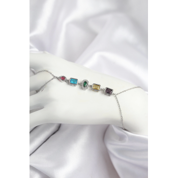 BFS Pirinç Renkli Zirkon Taşlı Model Gümüş Renk Şahmeran