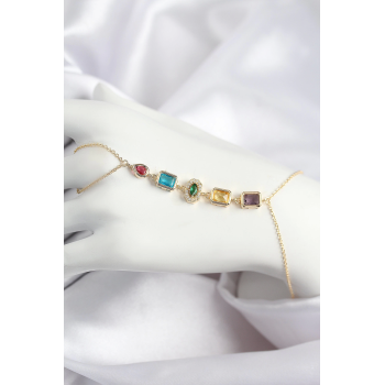 BFS Pirinç Renkli Zirkon Taşlı Model Gold Renk Şahmeran