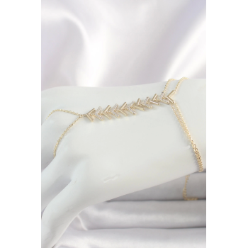 BFS Pirinç Gold Renk Zirkon Taşlı V Model Kadın Şahmeran