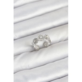 BFS Pirinç Gümüş Renk Yonca Model Kadın Yüzük