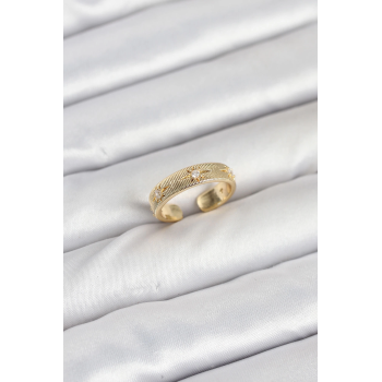 BFS Pirinç Gold Renk Zirkon Taşlı Kutup Yıldızı Model Kadın Yüzük