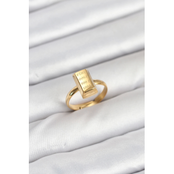 BFS Pirinç Gold Renk Külçe Altın Model Kadın Yüzük