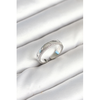 BFS Gümüş Renk Şerit Zirkon Taşlı Kadın Yüzük