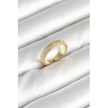 BFS Gold Renk Şerit Zirkon Taşlı Kadın Yüzük