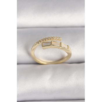 BFS Pirinç Gold Renk Zirkon Taş Detaylı Yılan Model Ayarlanabilir Yüzük