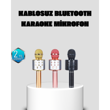 Taşınabilir Karaoke Mikrofon – Bluetooth, USB ve AUX Girişli