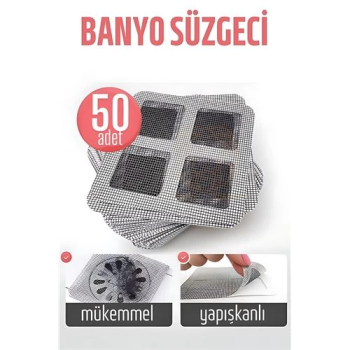 BFS Banyo Gider Süzgeci 50 Adet Yapışkanlı Filtre, 10x10 cm