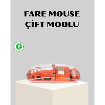 Bluetooth 5.0 & 2.4GHz Kablosuz Fare – 3 Cihaz Bağlantılı, Hızlı Geçiş, USB Alıcılı