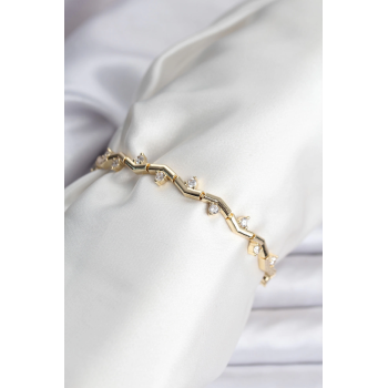 BFS Zikzak Model Pirinç Gold Renk Bileklik