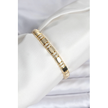 BFS Pirinç Gold Renk Zirkon Taşlı Kadın Bileklik