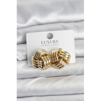 BFS Pirinç Sarmal Gold Renk Kadın Küpe