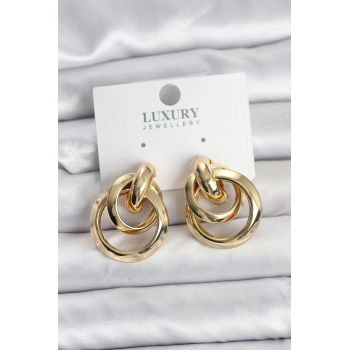 BFS Gold Renk Halka Model Pirinç Kadın Küpe