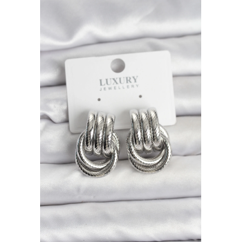 BFS Gümüş Renk Halka Modelli Pirinç Kadın Küpe