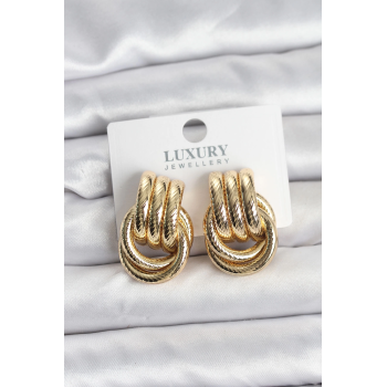 BFS Gold Renk Halka Modelli Pirinç Kadın Küpe