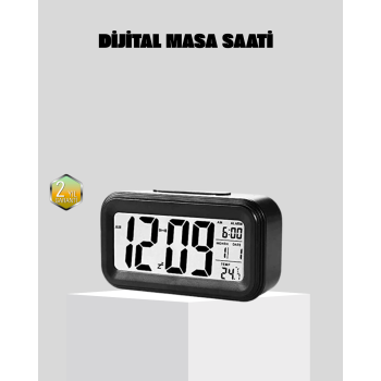 Fotoselli Dijital Masa Saati Aydınlatmalı Alarm ve Tarih Göstergeli