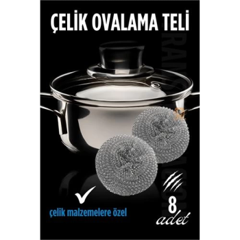 BFS Çelik Bulaşık Teli Çelik Bulaşık Ovalama Teli 8 ADET