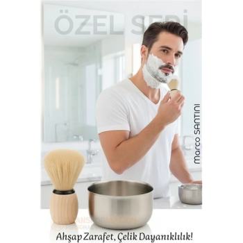 BFS Klasik Tıraş Seti – Ahşap Saplı Fırça & 304 Paslanmaz Çelik Tıraş Tası