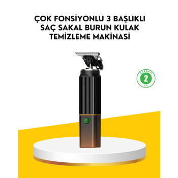 3’ü 1 Arada Şarjlı Erkek Bakım Seti – Saç, Sakal ve Burun Tüyü Kesme Makinesi