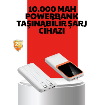 10000 mAh Taşınabilir Powerbank – Çift Çıkışlı Type-C ve Lightning Uyumlu