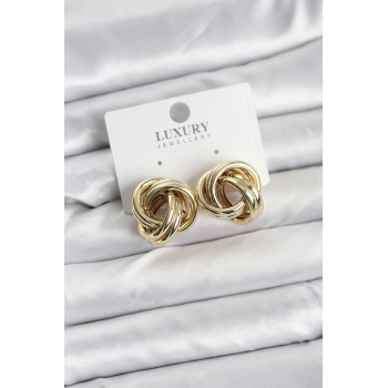 BFS Pirinç Gold Renk Vintage Sarmal Model Kadın Küpe