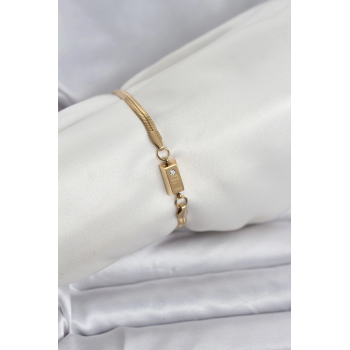 BFS 316L Çelik Gold Renk Külçe Altın Model Kadın Bileklik