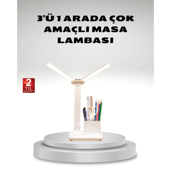 Kısılabilir LED Masa Lambası – Kalemlik ve Telefon Standlı, Göz Yormayan Işık