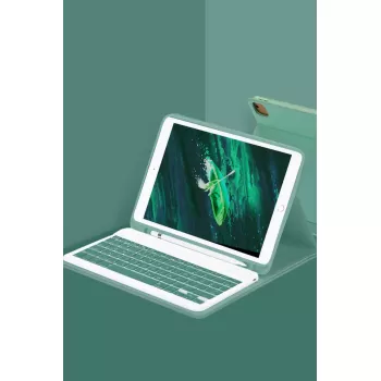 Newface iPad Pro 11 (2024) Kılıf KC01 Smart Klavyeli Tablet Kılıfı - Koyu Yeşil