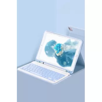 Newface iPad Pro 11 (2024) Kılıf KC01 Smart Klavyeli Tablet Kılıfı - Açık Mavi