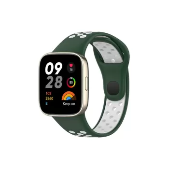 Newface Xiaomi Redmi Watch 3 Spor Delikli Kordon - Haki Yeşil-Beyaz